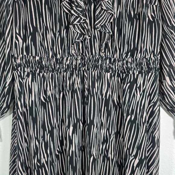 Lane Bryant Zebra Print Dress Women Plus Size 22-24 Black Long Sleeve Boho - Picture 3 of 15